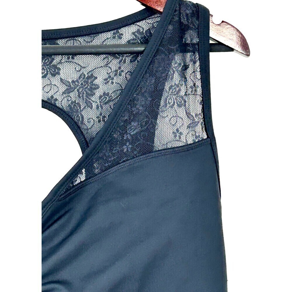 Adore Me Women Evelin Contour Black Sports Bra 1X Lace Floral Trim Racerback R2 - Picture 9 of 11